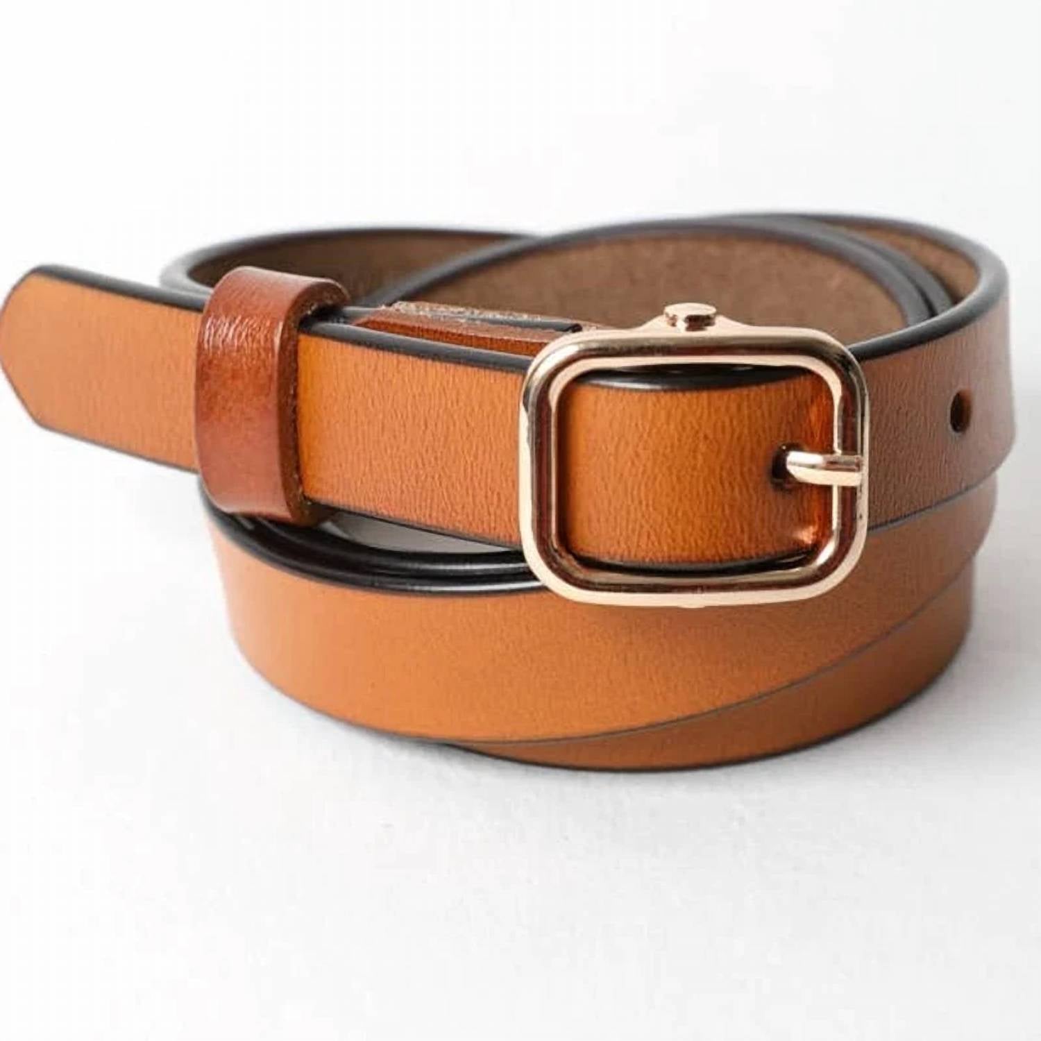 Leto - Women's Buckle Classic Skinny Leather Belt