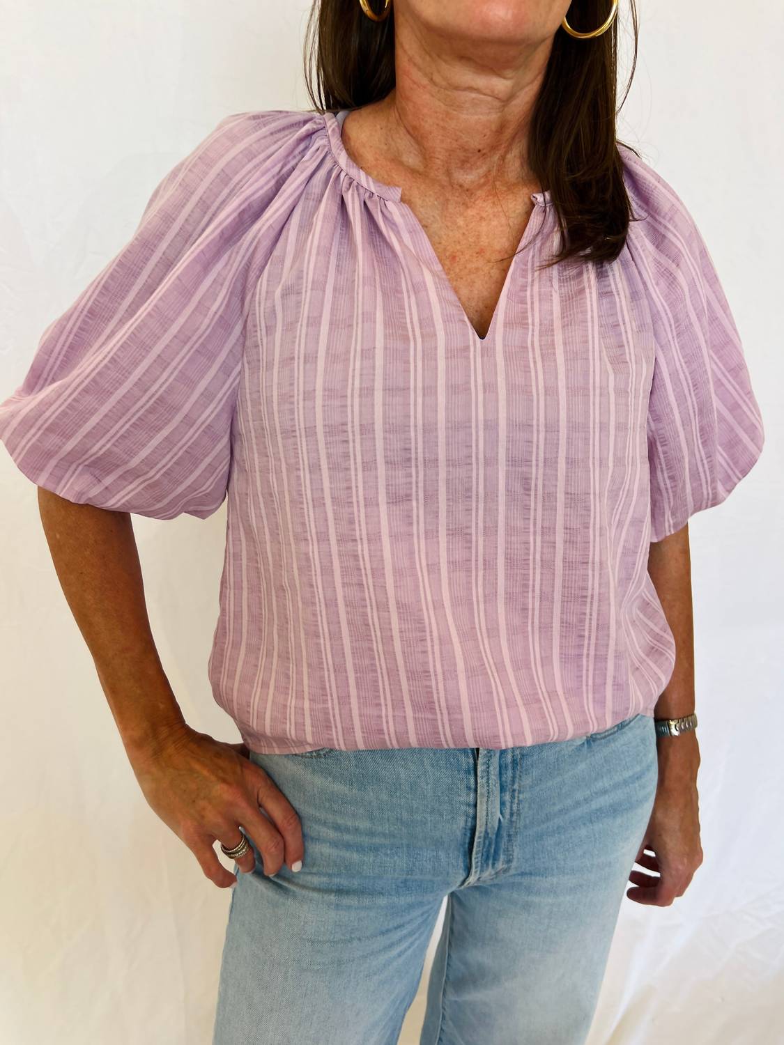 Joy Joy - Charlie V-neck Puff Sleeve Top