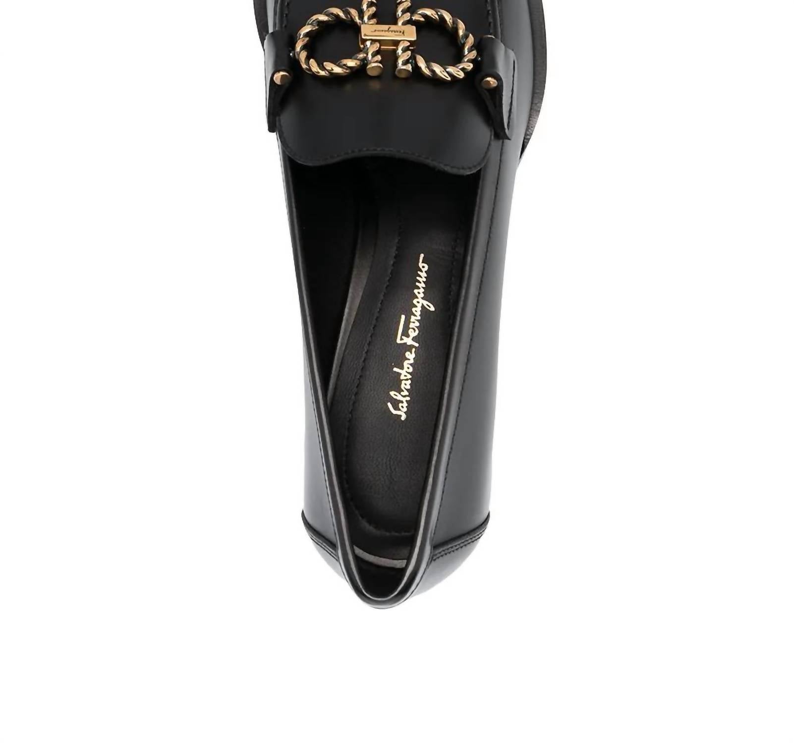 Salvatore Ferragamo Women's Gancini Block-heel Loafers in black - women's flats - view 217