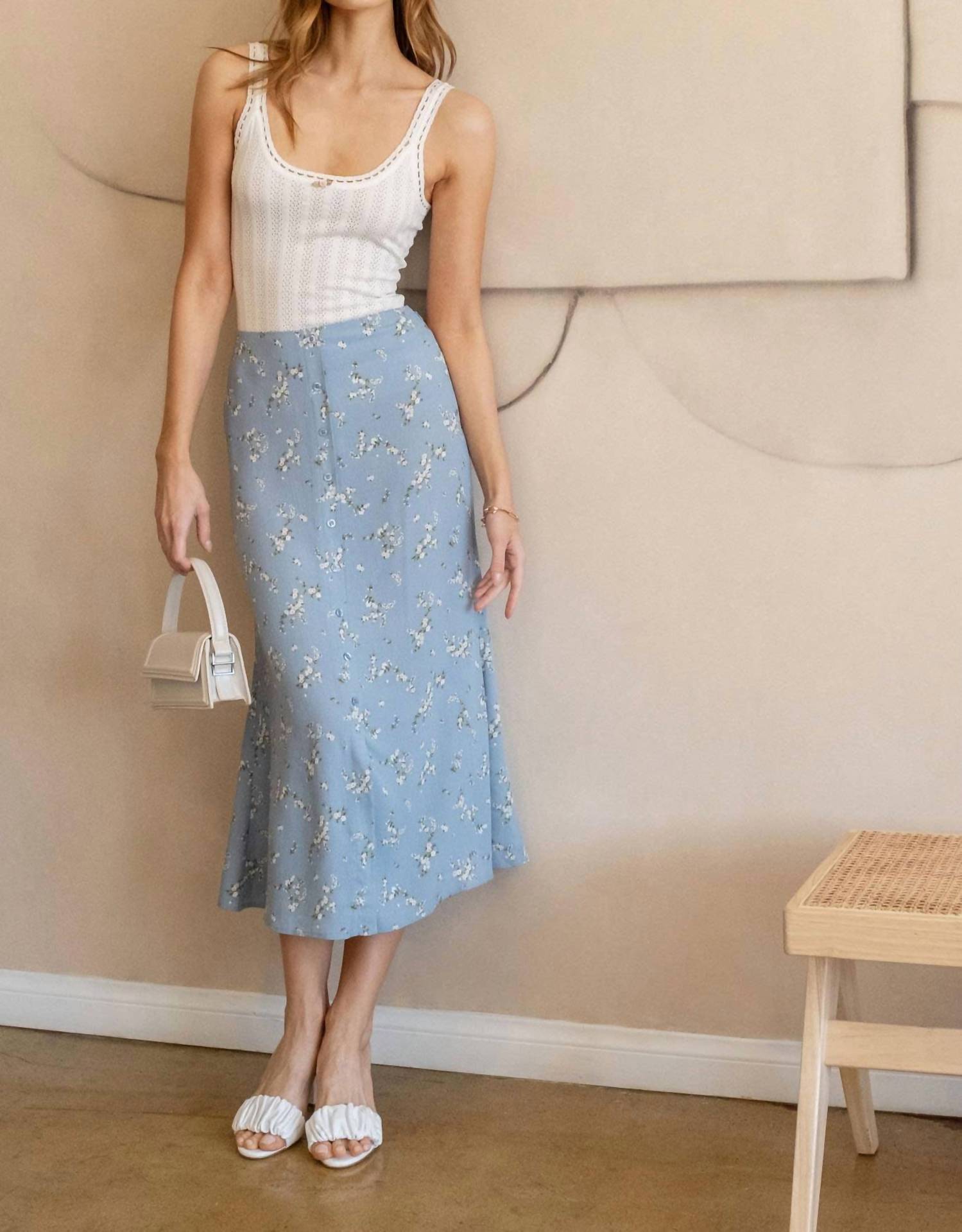 The Workshop Studio - FLORAL BUTTON DOWN MIDI SKIRT