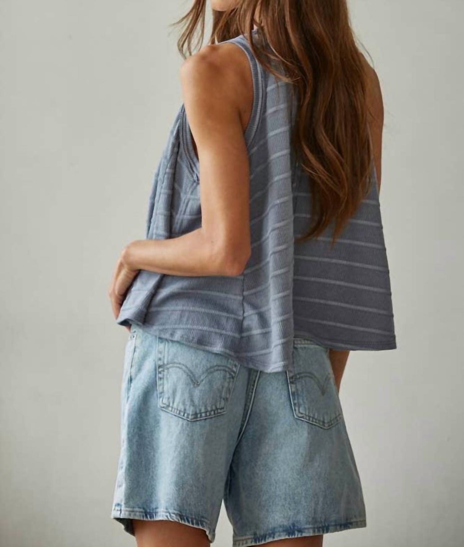 By Together - Knit Striped Round Neck Sleeveless Tank Top