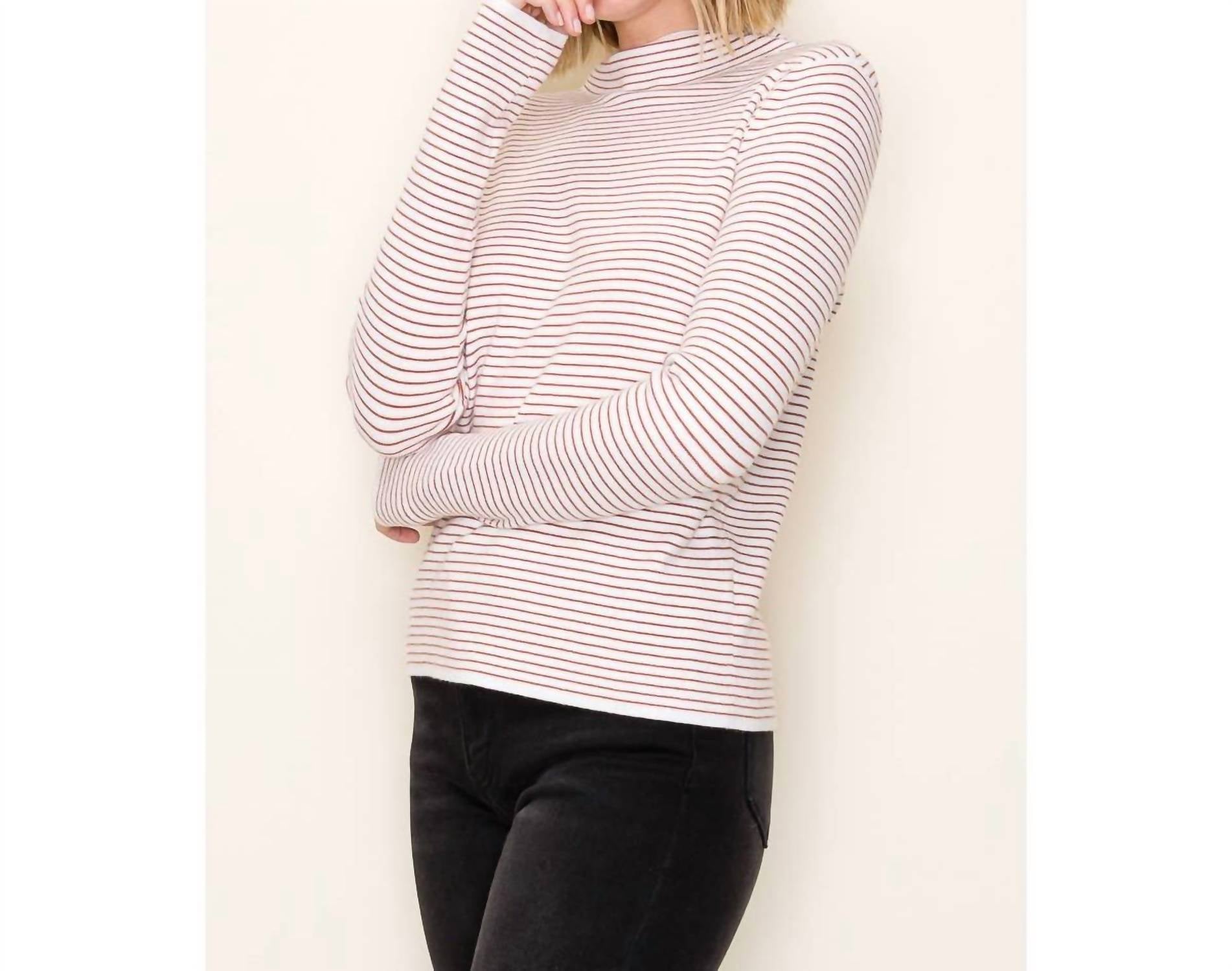 Staccato - Striped Mock Neck Sweater