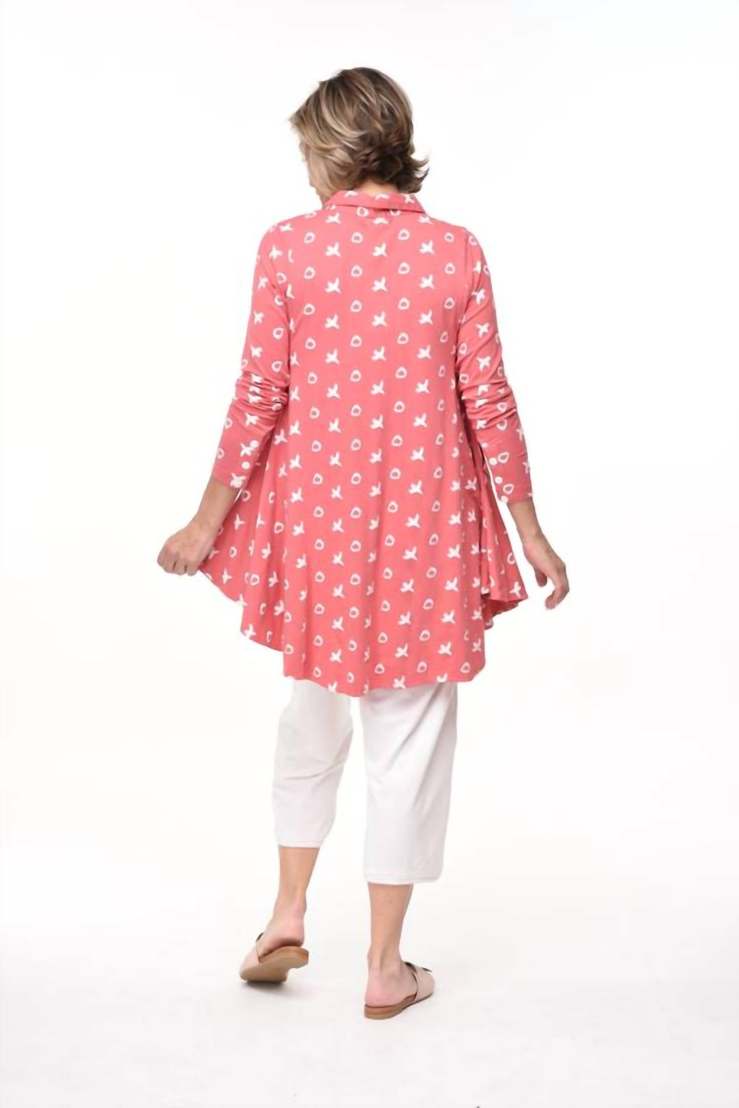 Snapdragon & Twig - Lauryn Printed Button Down Tunic Shirt