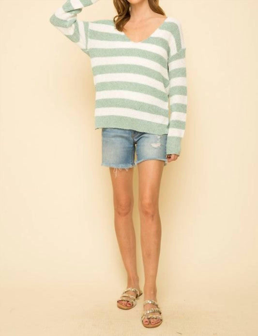 Knotted Back Stripe Sweater