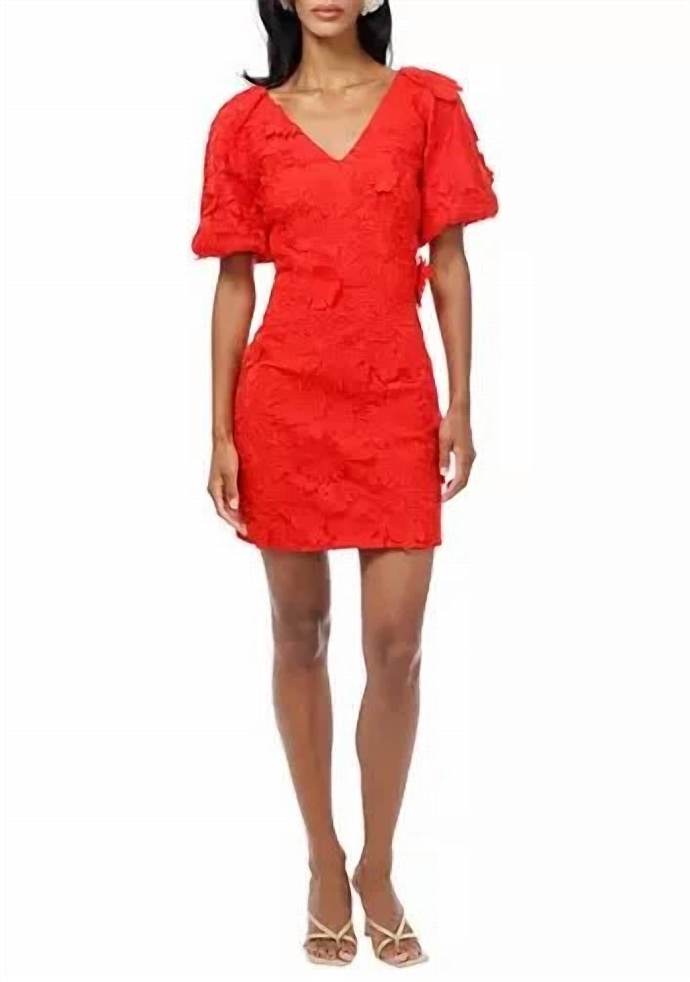 Adelyn Rae - Puff Sleeve 3d Mini Dress