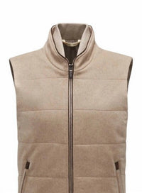 Maurizio Baldassari Men's Cashmere Outdoor Gilet in beige - men's jacket - detail view