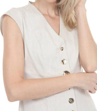 Joseph Ribkoff - Button Front V-neck Midi A-line Dress