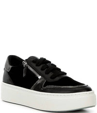 Aetrex Women's Leigh Suede Side Zip Platform Sneakers in black - women's sneaker