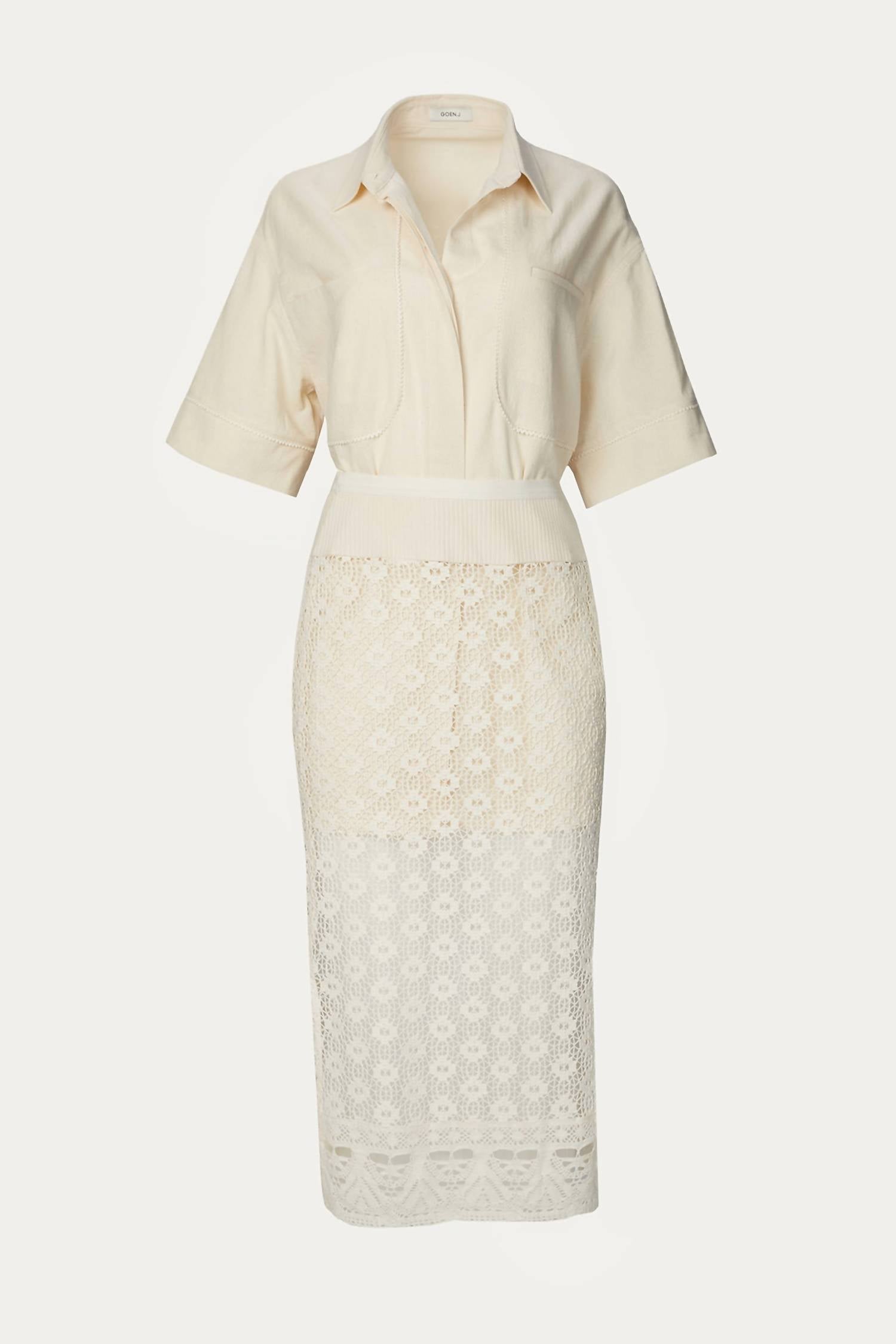 SHIRT AND CROCHET LACE SKIRT SET