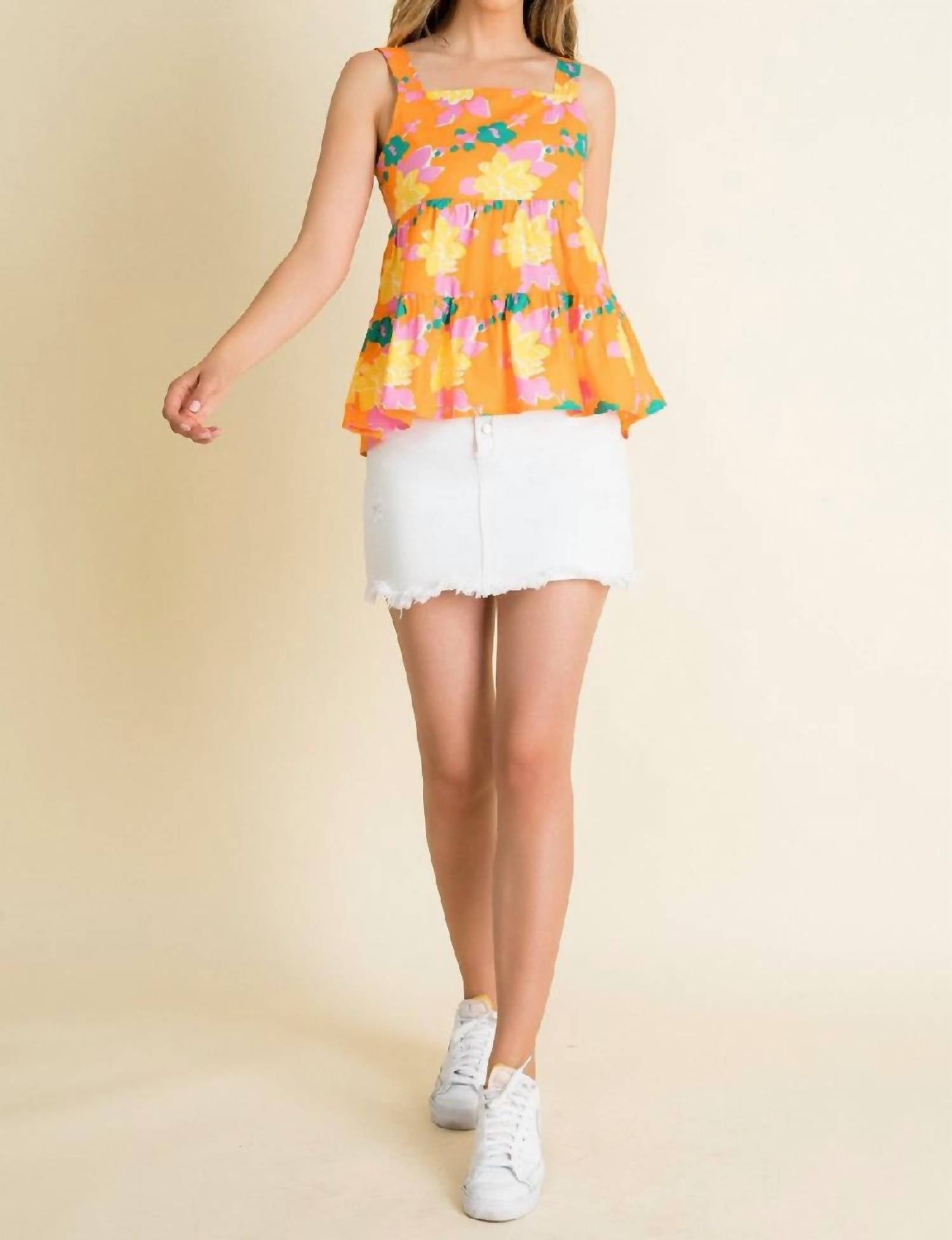 THML Flower Swing Tank Top in orange - women's tank top - view 5