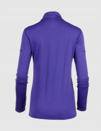 MIZUNO Women's Breath Thermal Half Zip Long Sleeve Top in deep blue - women's long sleeve top - detail view