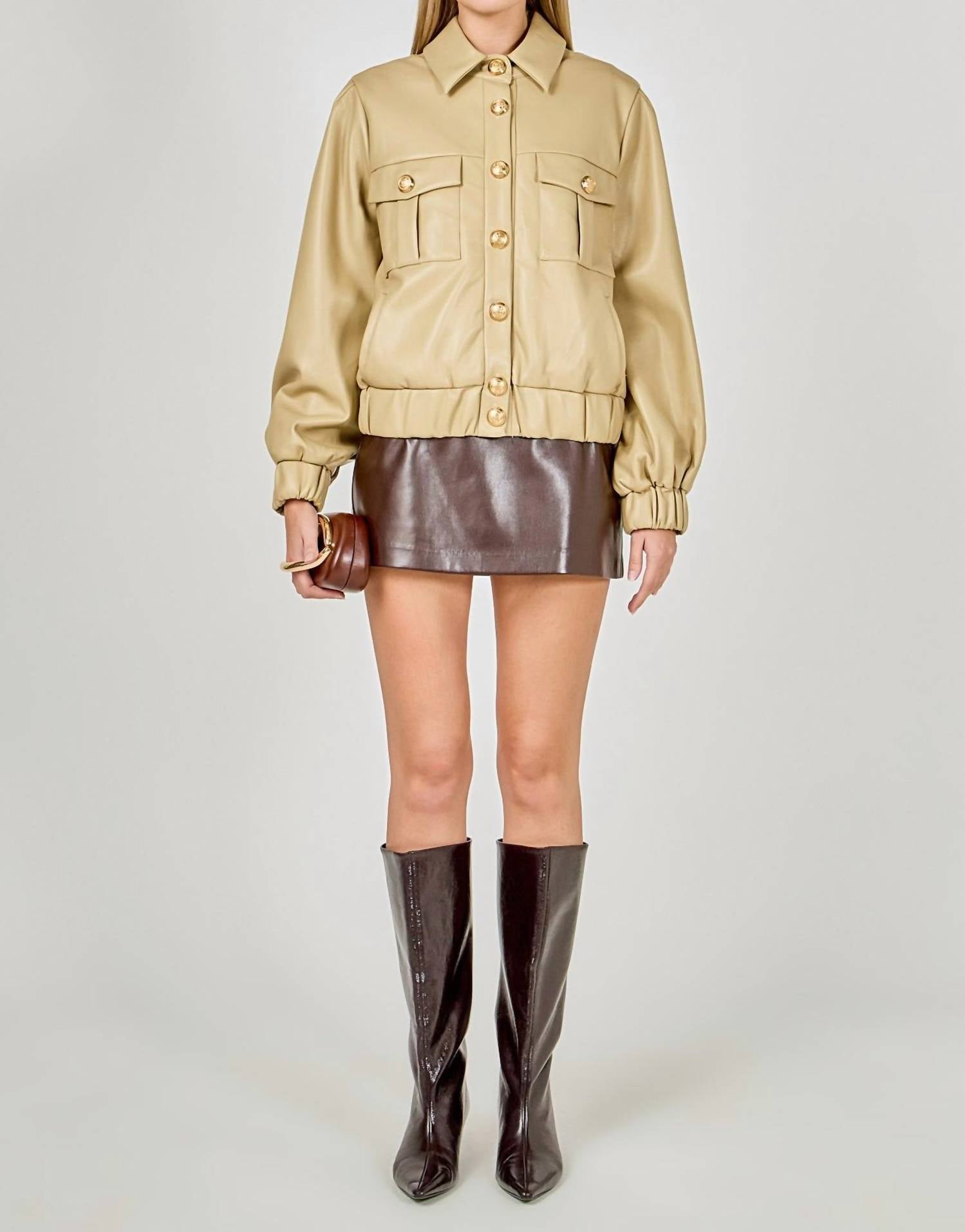 Endless Rose - Faux Leather Buttons Jacket