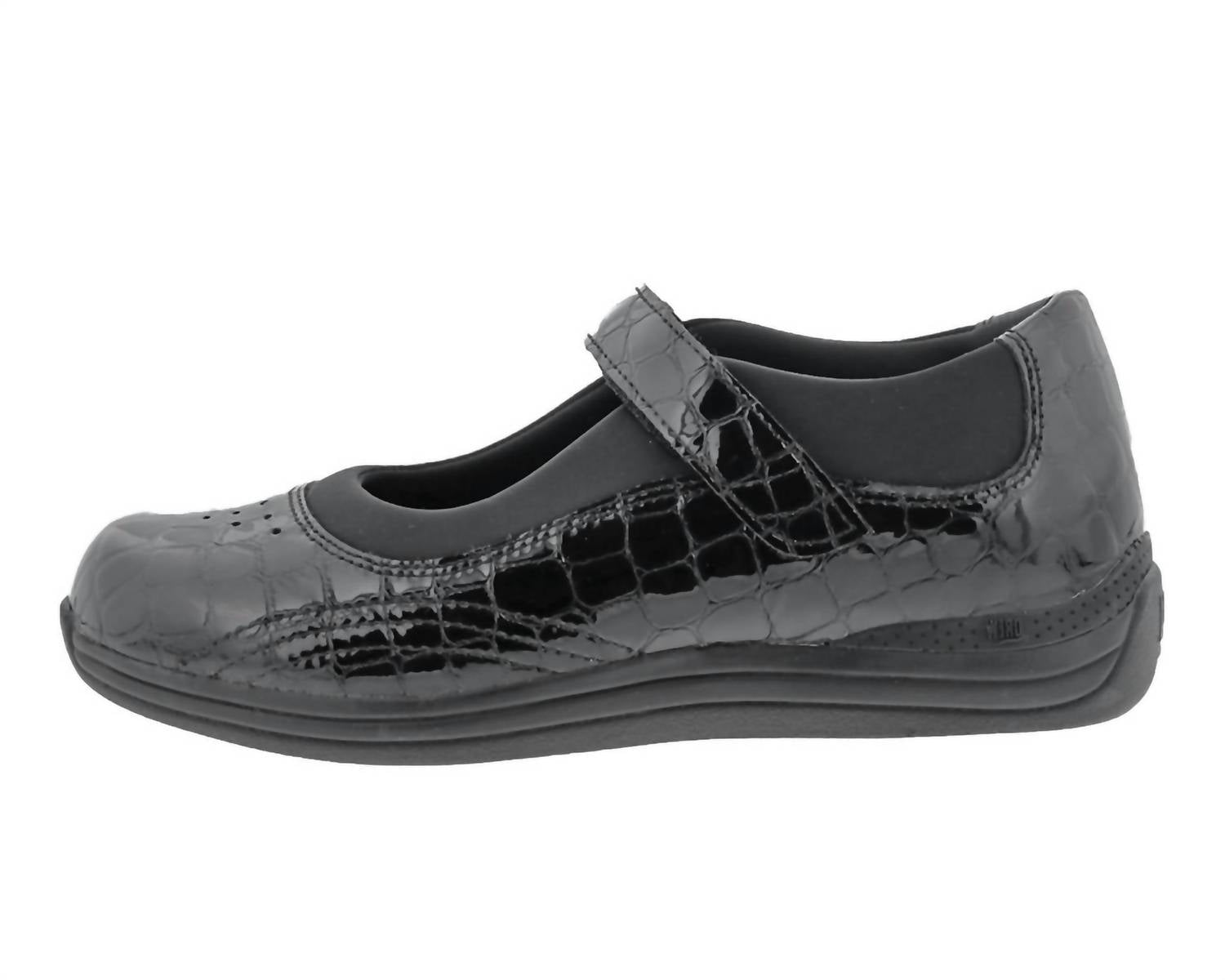 DREW Women's Rose Mary Jane Shoes in black croc 1 - women's flats
