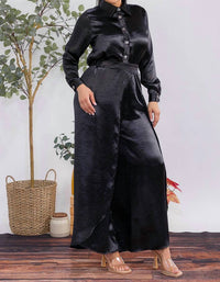 Karen T Design - Button Down Shirt And Open Pants Set
