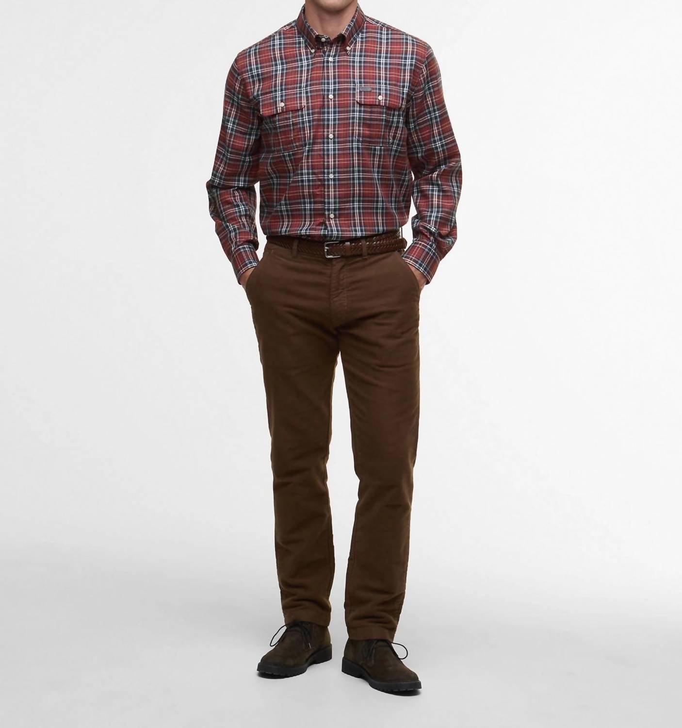 Barbour Saldon Thermo Weave Checked Shirt in fired brick - men's shirt - view 4