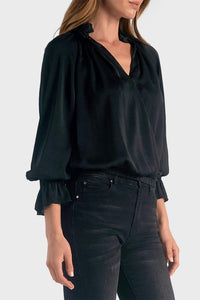 Elan - Long Sleeve Ruffle Collar Blouse