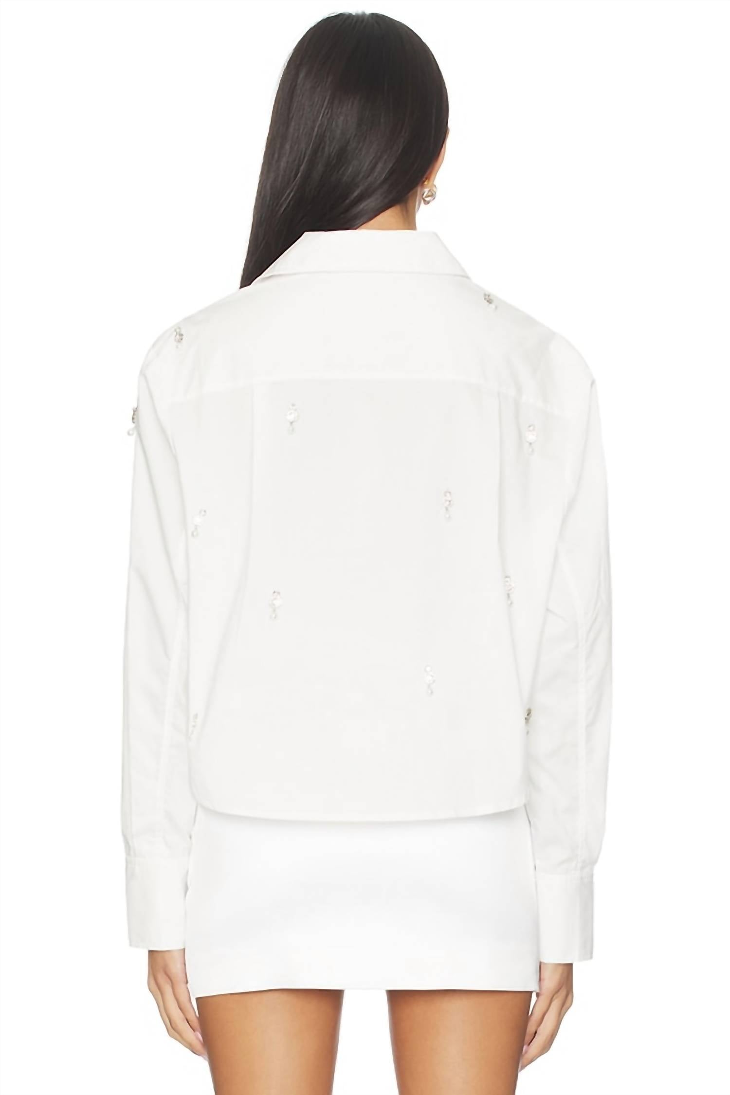 Jonathan Simkhai - Renata Embellished Cropped Button Down Shirt