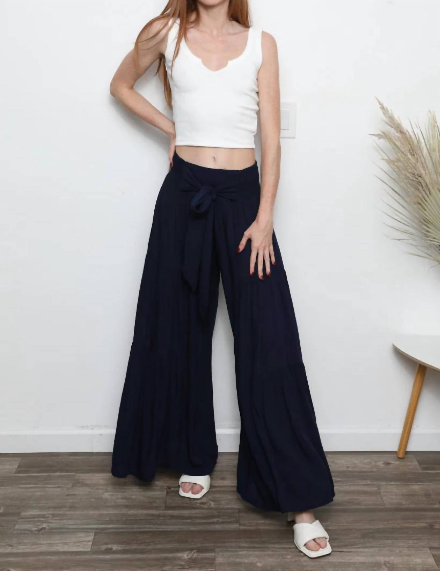 Angie - Boho Tie Waist Tiered Pants