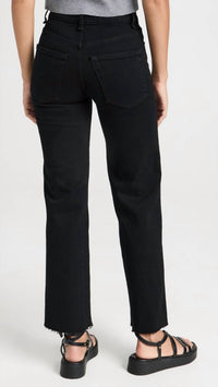ASKK NY Slim Crop Wide Leg Pants in black resin - women's pants - detail view
