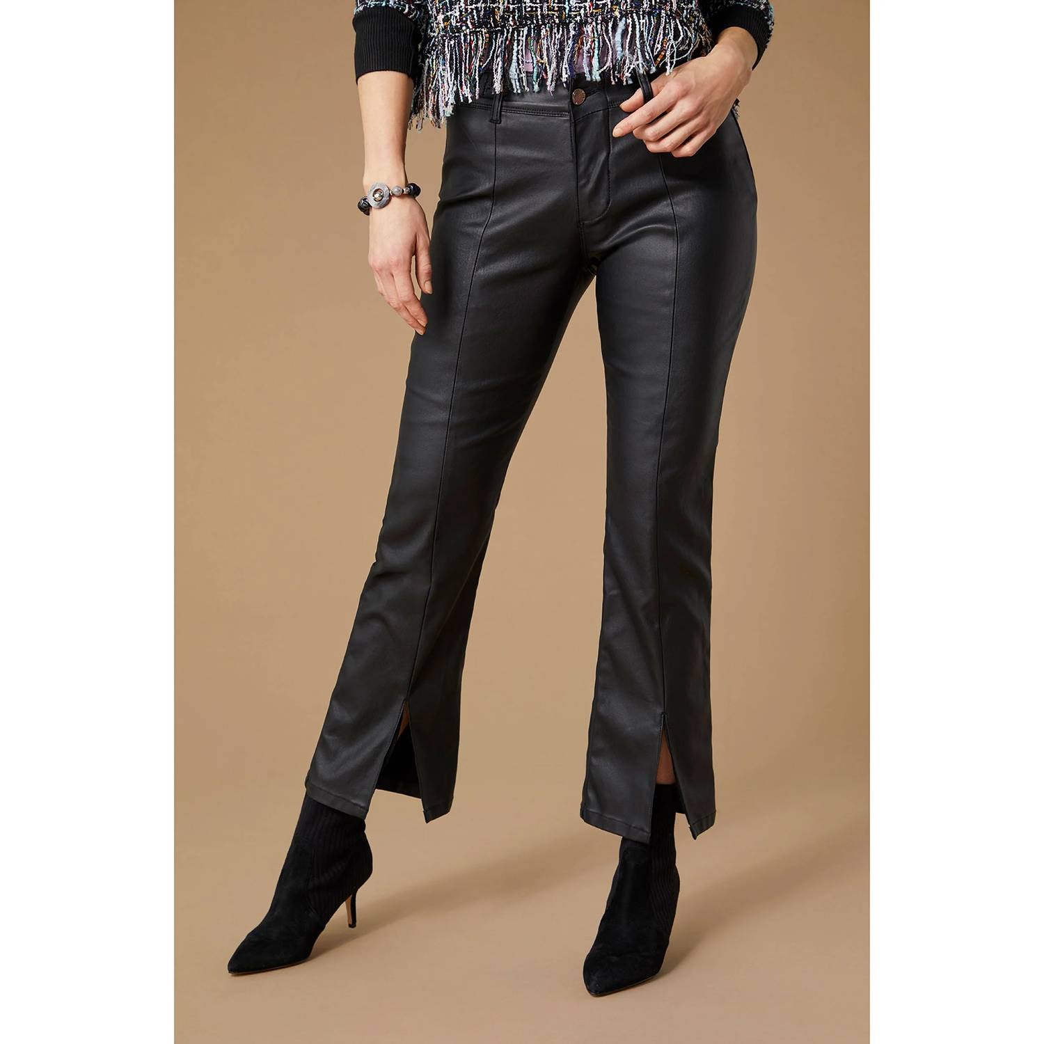 Coco + Carmen - OMG Zoey Zip Bootcut Faux Leather Pant With Front Slit