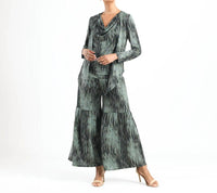 Clara Sunwoo - Crinkle Pleat Knit 2pc Cardigan And Cowl Tank Twinset