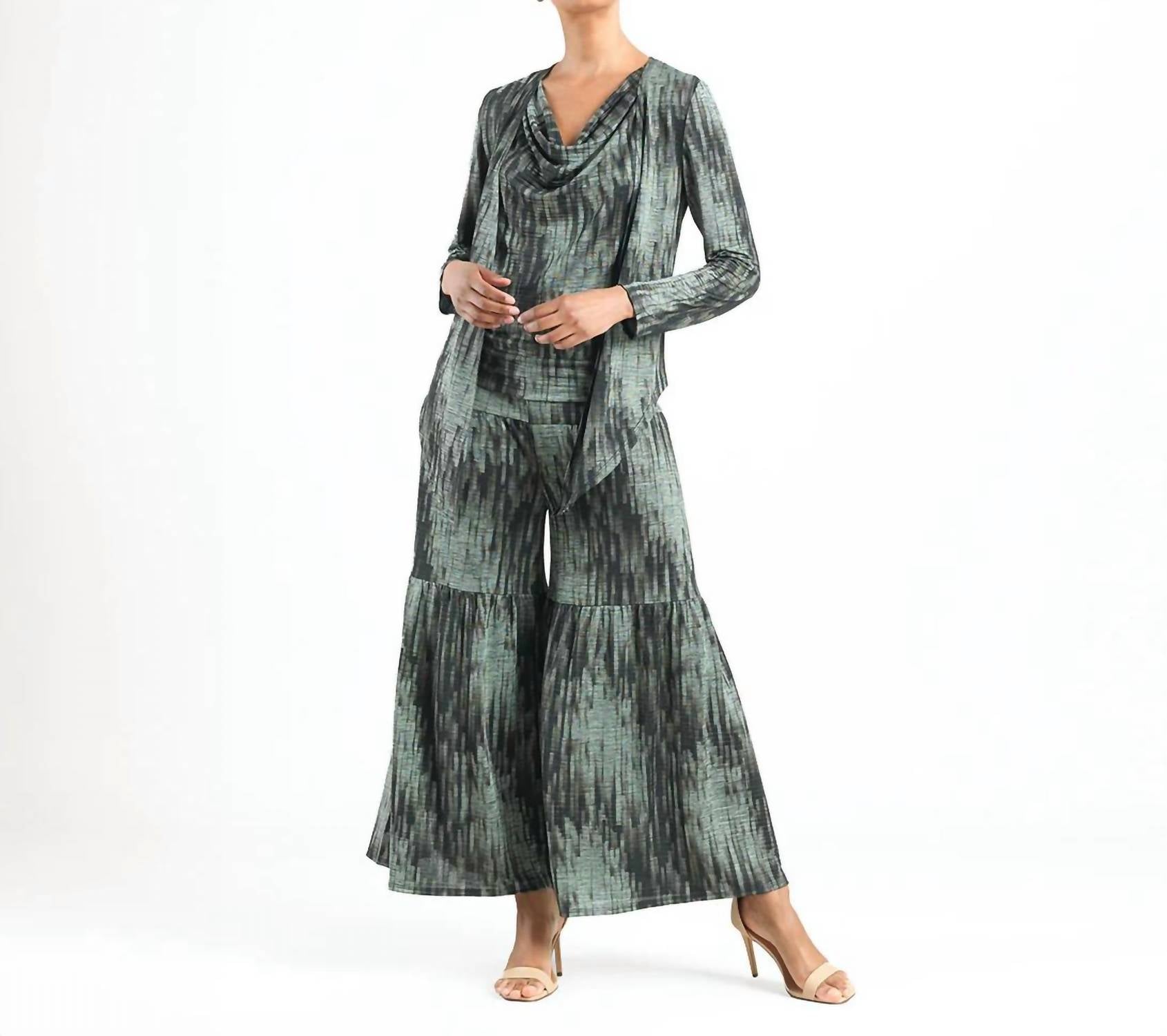 Clara Sunwoo - Crinkle Pleat Knit 2pc Cardigan And Cowl Tank Twinset