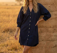 Karen Kane - Lantern Sleeve Button-Front Dress