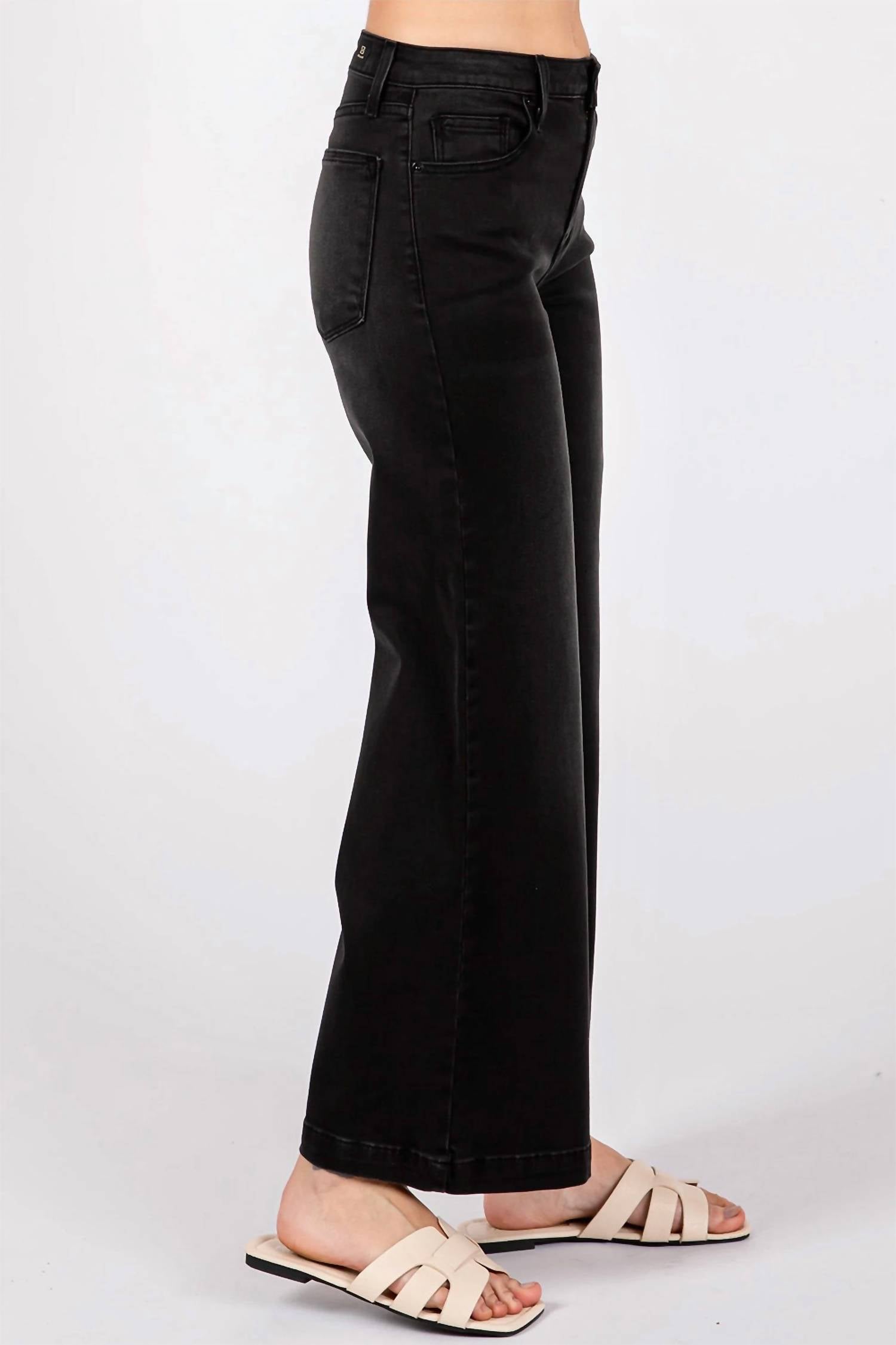 Letter to Juliet Sofia Wide Leg Culotte in washed black - women's jeans - alternate view