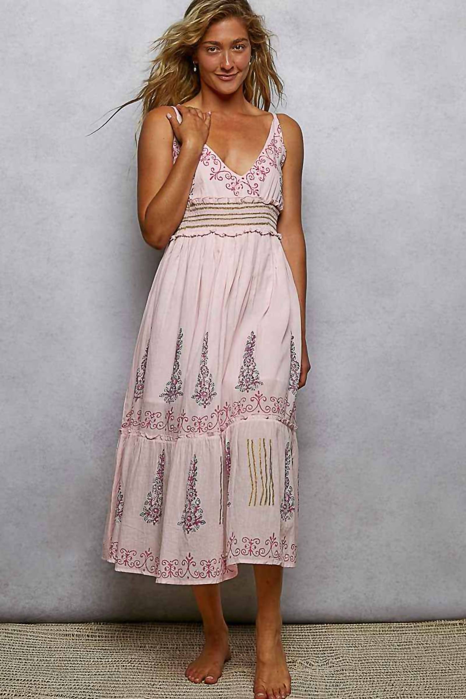 Pol - Smocked Waistband Floral Midi Dress