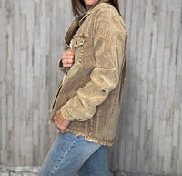 umgee Montana Stone Wash Top in brown - women's jacket - detail view