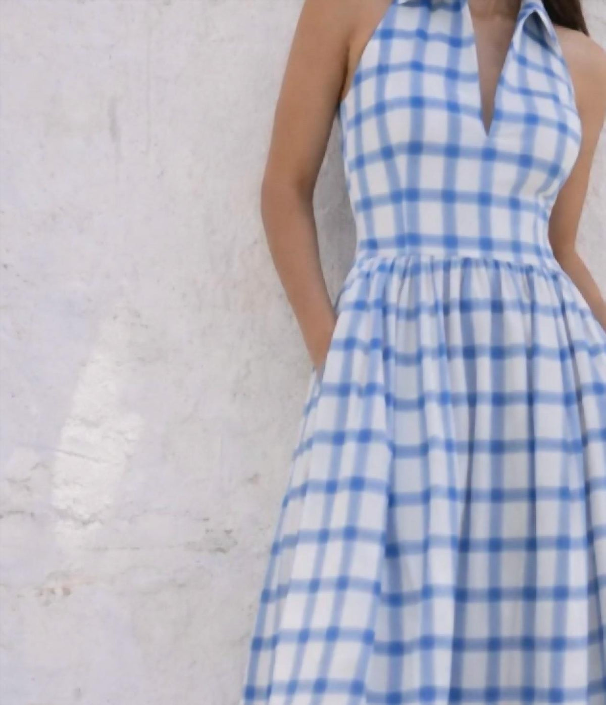 Caroline Constas - Aya Collared Midi Halter Dress