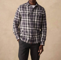 The Normal Brand Knitted Mountain Overshirt in grey plaid - men's jacket