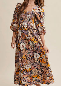 Listicle - Floral Square Neck Maxi Dress