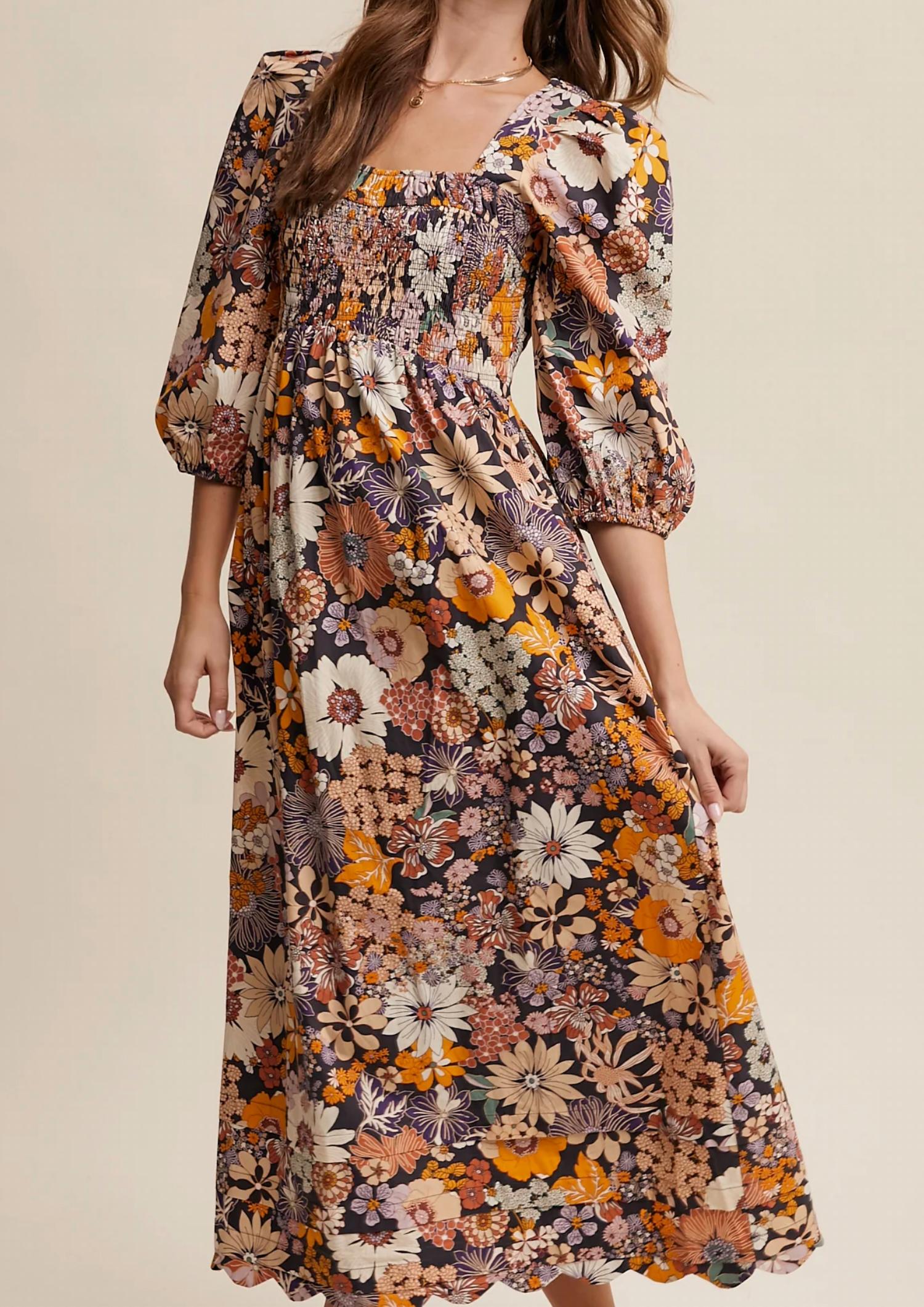 Listicle - Floral Square Neck Maxi Dress