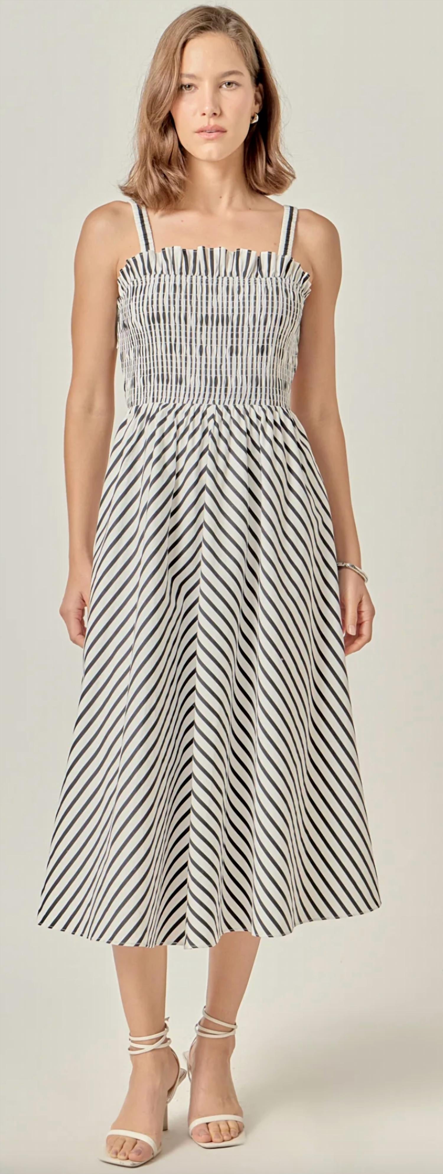 English Factory - Striped Smocked Dress