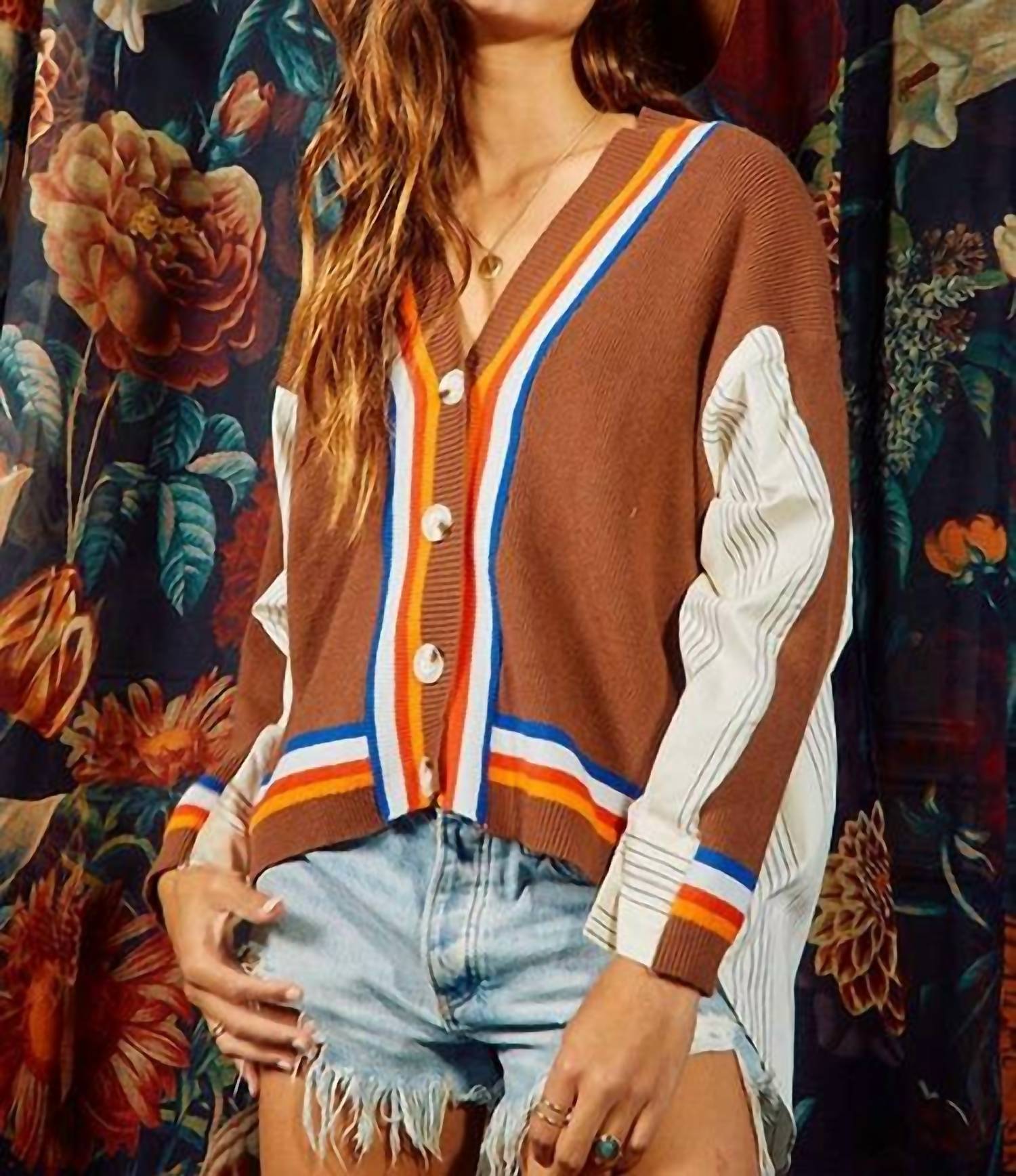 Bucketlist - Twofer Style Hi-low Hem Cardigan Top