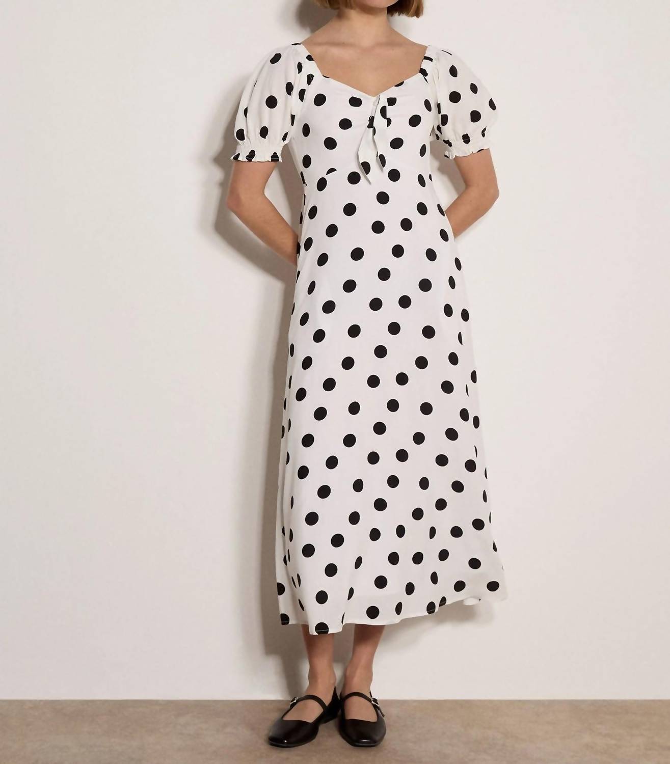 Apricot - Polka Dot Midi Dress