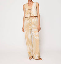 line and dot Kamari Tie Detailed Top in ecru taupe - women's shirt