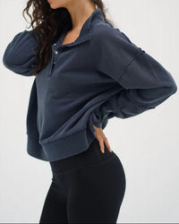 Lna - Hallie Snap Collar Pullover Sweatshirt