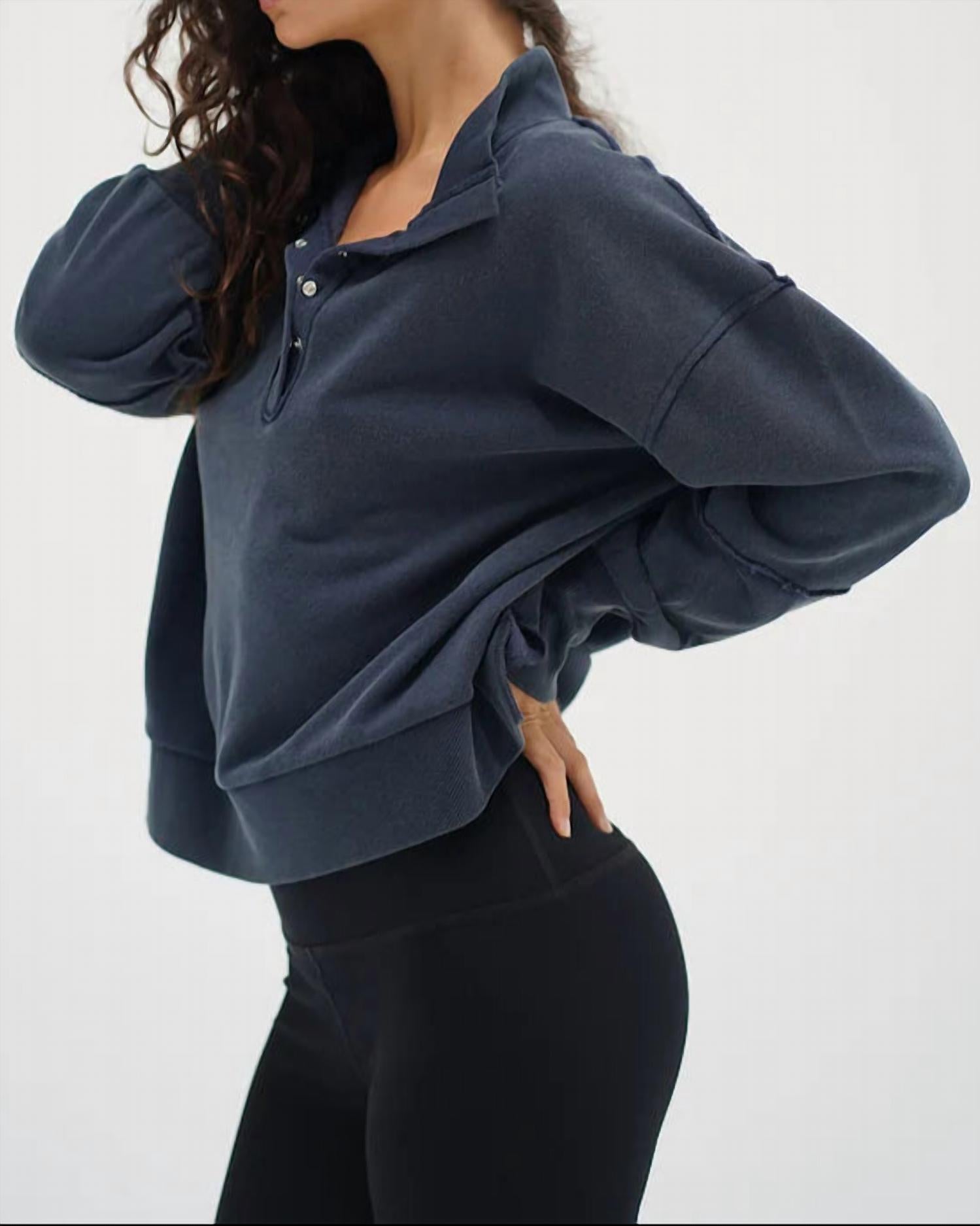 Lna - Hallie Snap Collar Pullover Sweatshirt
