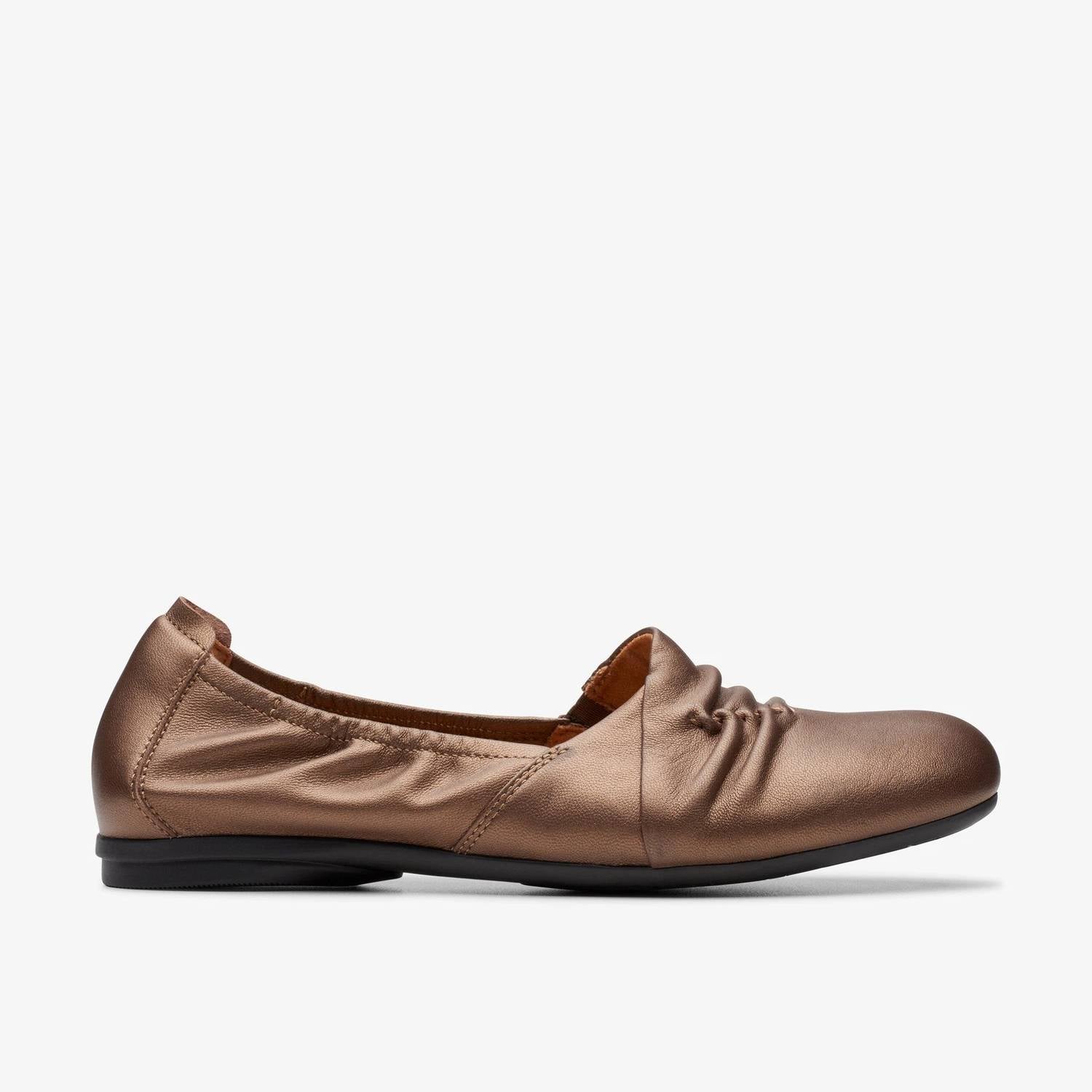 Clarks Women's Rena Way Flat Shoes in bronze leather - women's flats