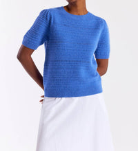 Brodie Cashmere Textured Taylor Cashmere Tee in carolina - women's long sleeve top