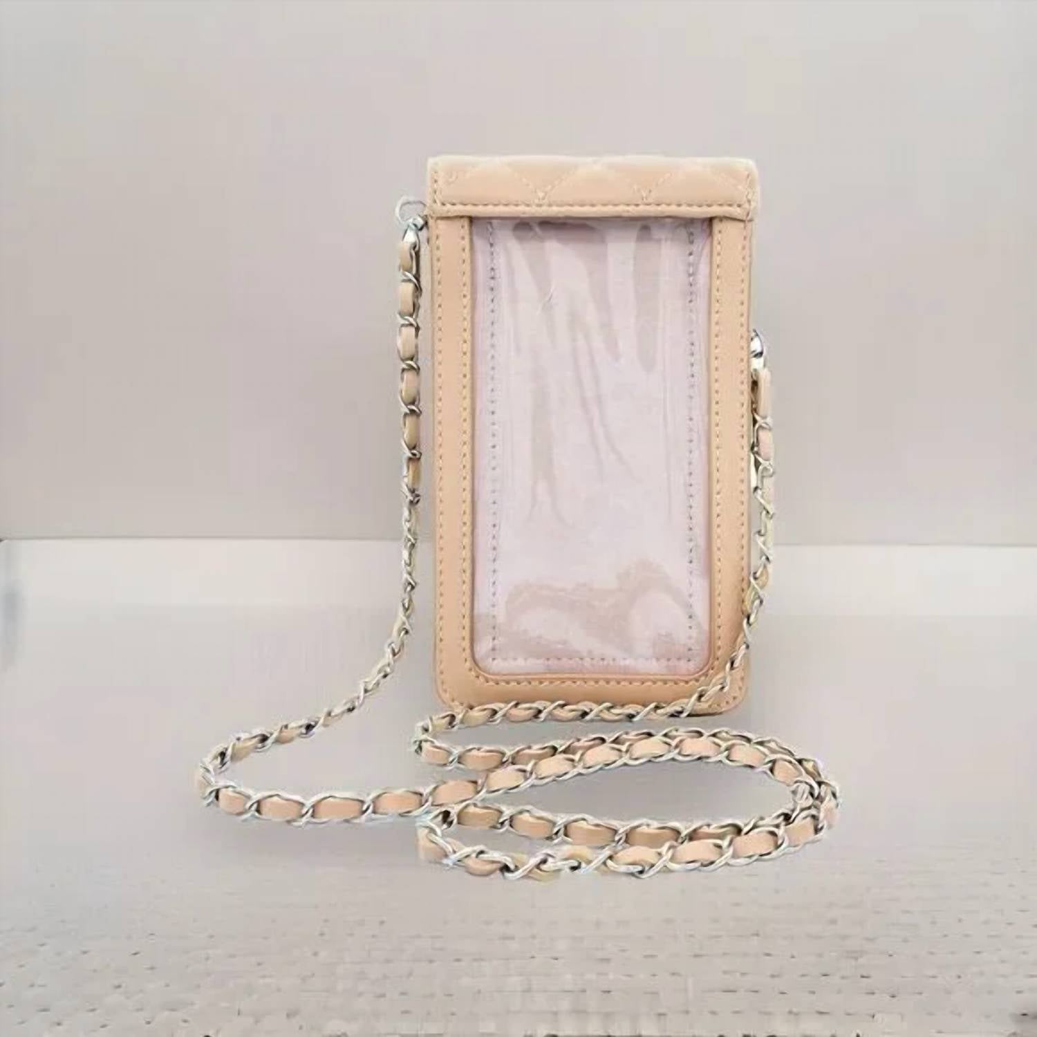 Badgley Mischka - Women's Diamond Quilted Studded Pearls Crossbody Phone Case