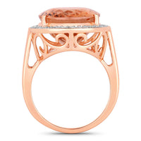 Diana M Jewels Women's Oval Natural Peach Morganite Fashion Ring (15.09 Ct) - Grand in 14k rose gold - women's jewelry - detail view