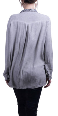 Gigi Moda - Patricia Button Front Long Sleeve Blouse