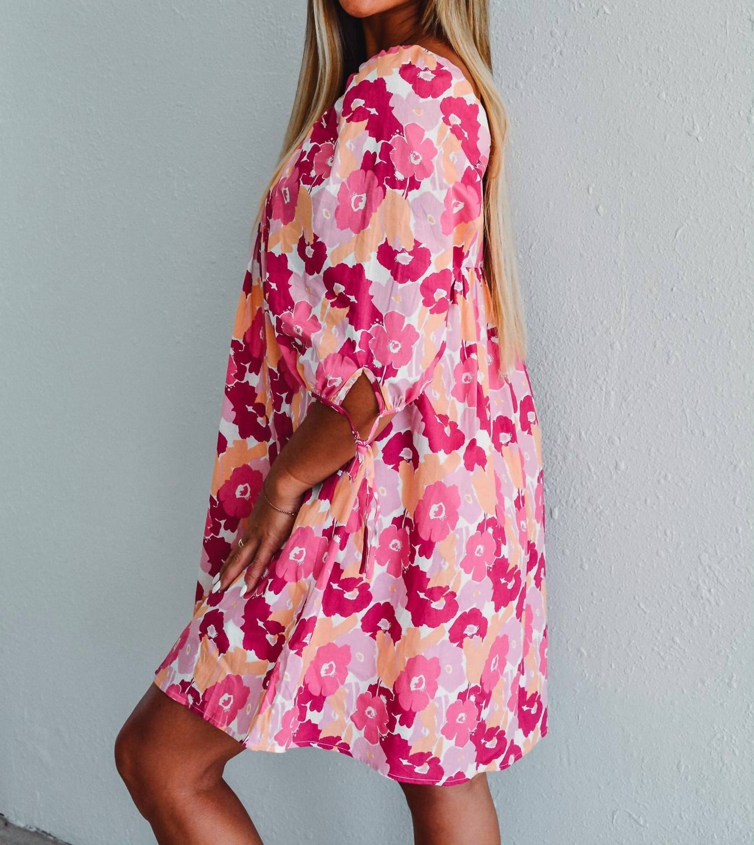 Hayden LA Puff Petal Floral Dress in pink - women's dress - alternate view