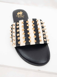 Camel Threads Women's Flirtini Sandal in black and white stripe - women's sandal - detail view