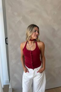 Pretty Garbage - Sangria Halter Top
