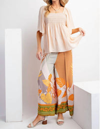Easel Blushing Babydoll Top in beige - women's blouse