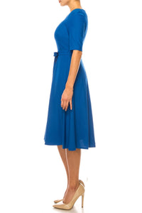 Maison Tara - Asymmetrical Neckline A-line Dress